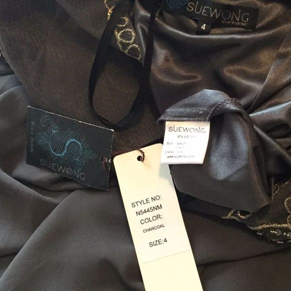 Sue Wong embroidered Elbow Mesh Sleeve Dress - Picture 8 of 8